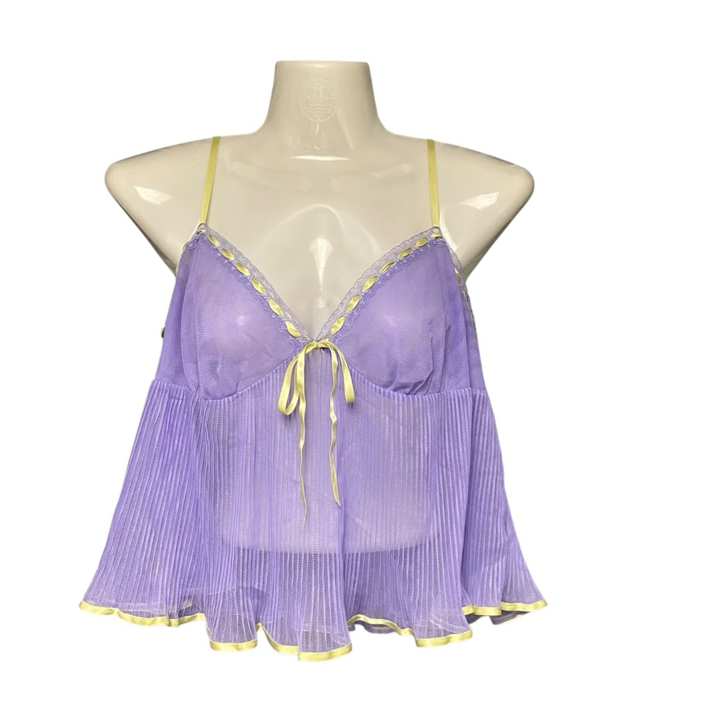 Victoria’s Secret Y2K Ribbon Mesh Sheer Cami Coquette Fairy Babydoll Small